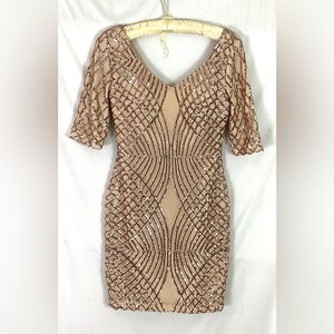 Kalinnu-gold sequin sheath dress – size M